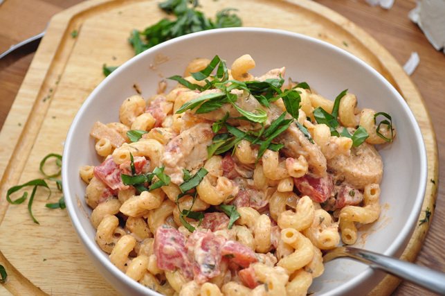 вкусные макароны с курицей